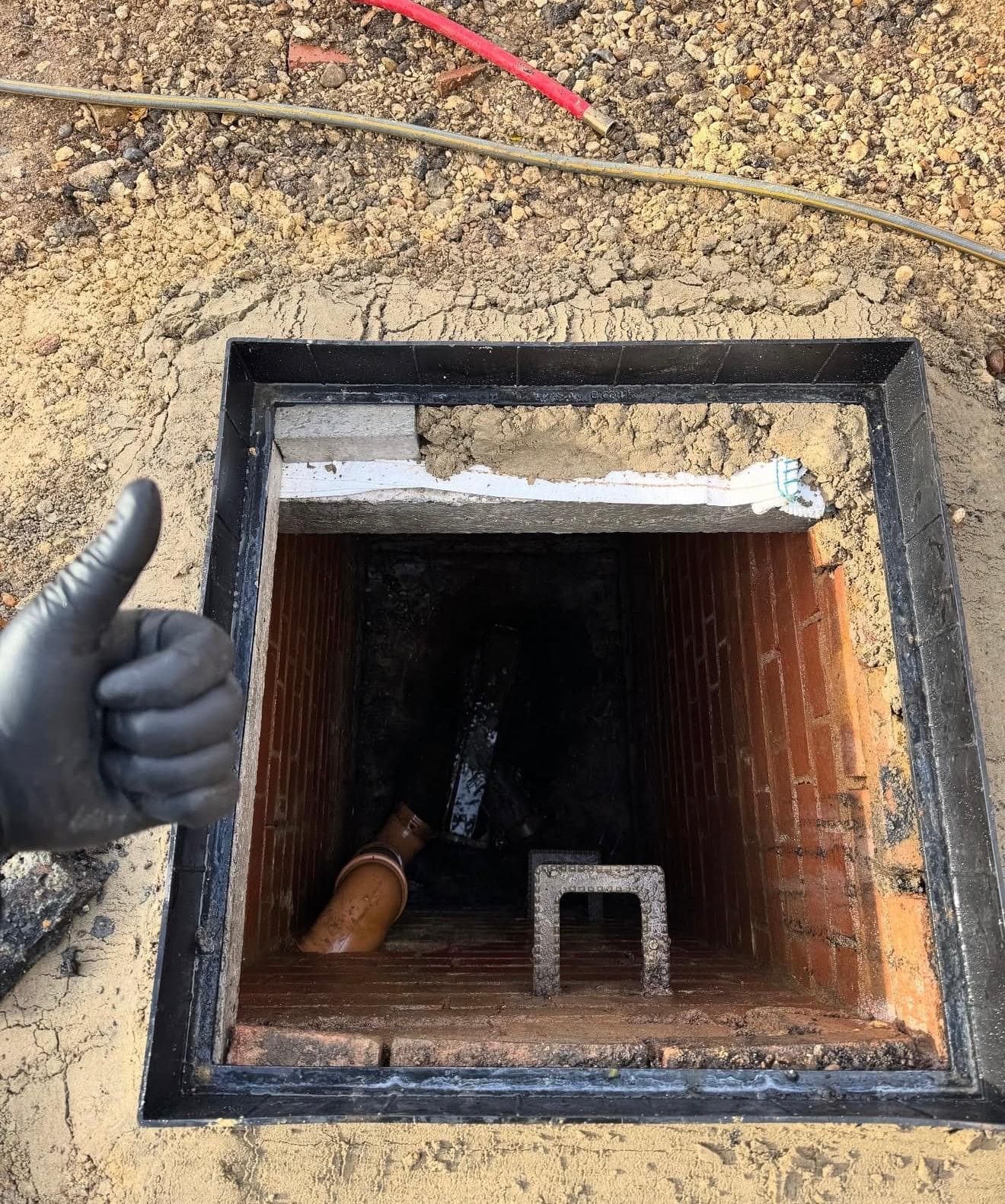 Inspection chamber opened up during a Drain Solutions MK repair